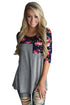 Sexy Floral Printed Gray Womens Top